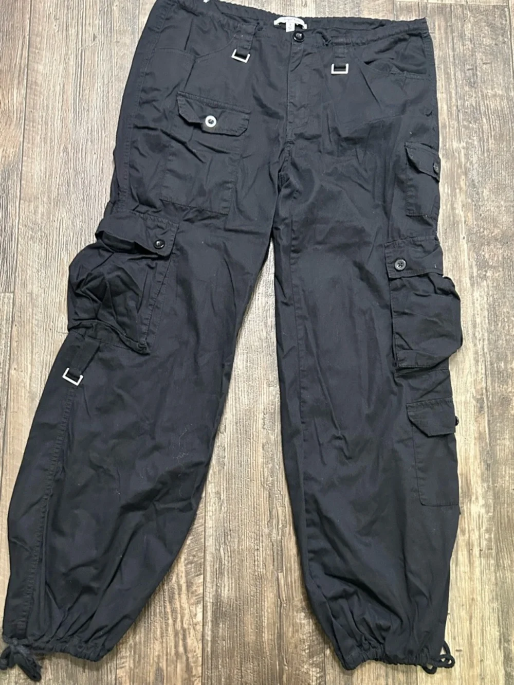 Angel Kiss Black Cargo Pants Women’s Small 100% Cotton - Picture 1 of 8